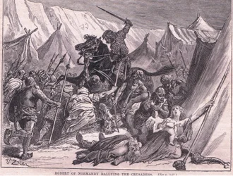 Robert of Normandia kokoamassa crusAD ersiä vuonna 1097 jKr